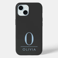 Sleek Minimalist Blue Monogram Black