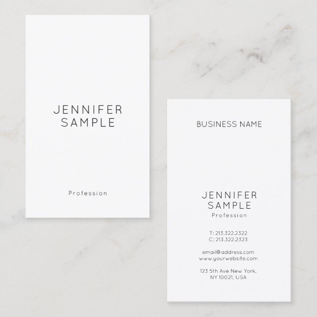 Sleek Minimalist Elegant Modern Template Vertical Business Card (Front/Back)