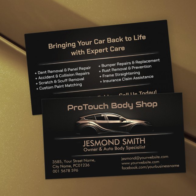 Sleek Modern Auto Body Work  Business Card (Creator Uploaded)