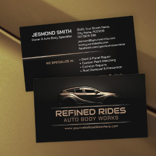 Sleek Modern Auto Body Work Business Card