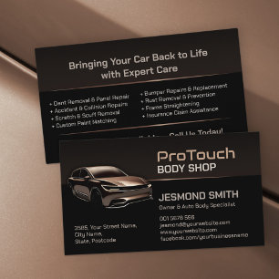 Sleek Modern Auto Body Work Business Card