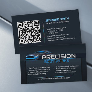 Sleek Modern Auto Body Work Business Card