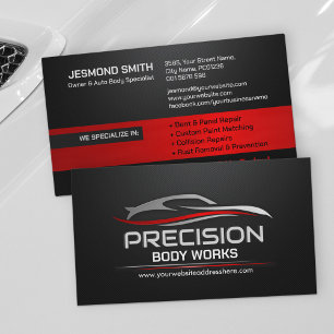 Sleek Modern Auto Body Work  Business Card