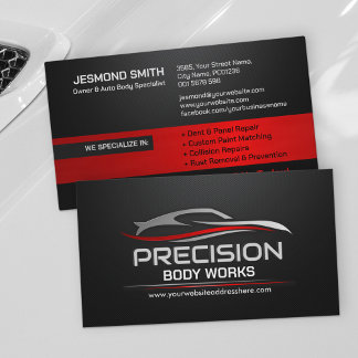 Sleek Modern Auto Body Work Business Card