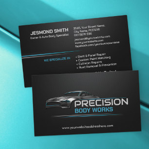 Sleek Modern Auto Body Work Business Card