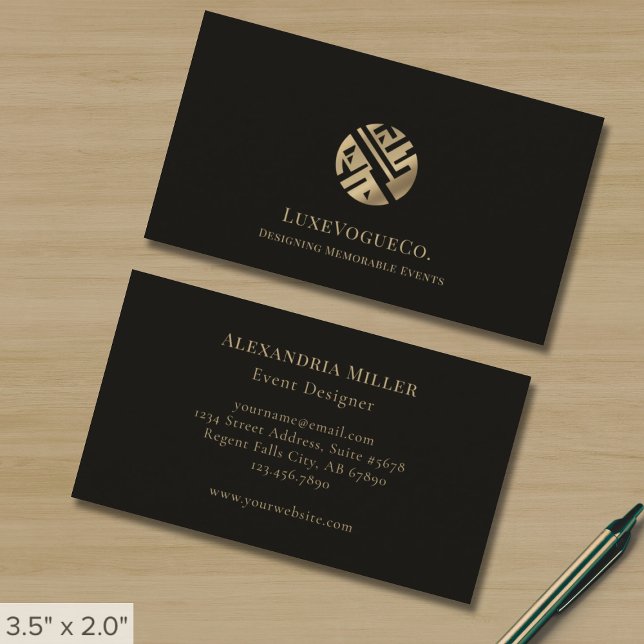 Sleek Modern Black and Gold Business Card (Creator Uploaded)