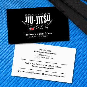 Sleek modern Brazilian Jiu-Jitsu Professor  Business Card