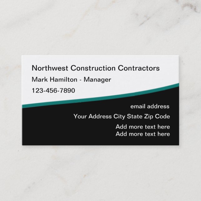 Sleek Modern Construction Service Business Card (Front)