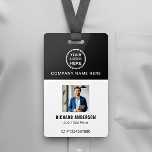 Sleek Modern Employee Photo Name QR Code ID Badge