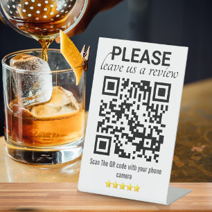 Sleek & Modern "Leave a Review" QR Code Pedestal Sign