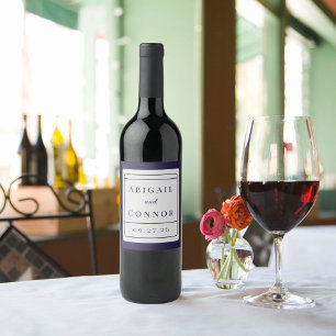 Sleek Modern Lines Navy & Grey Wine Label