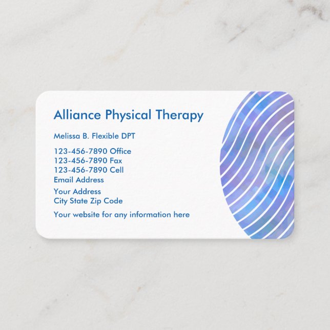 Sleek Modern Physical Therapist Business Card (Front)