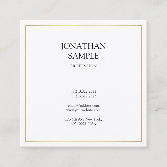 Sleek Modern Professional Design Creative Plain Square Business Card (Front)