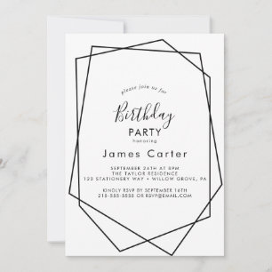 Sleek Modern Script Birthday Party Invitation