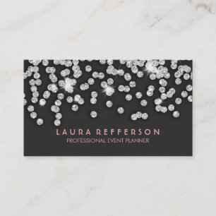 Sleek Modern Silver Diamonds Business Card