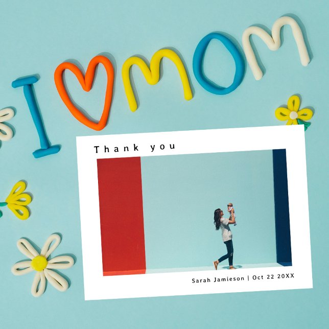 Sleek Modern Simple Custom Photo Baby Shower Thank You Card (Creator Uploaded)