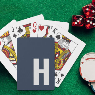 Sleek Monogram Initial Minimalist Blue and Grey Playing Cards