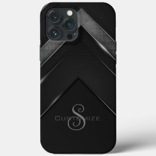 Sleek Monogrammed Black Chevron iPhone 13 Pro Max Case