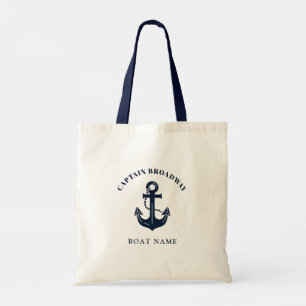 Sleek Nautical Captain and Boat Name Tote Bag