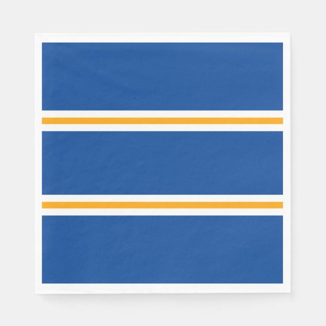 Sleek Navy Blue Yellow White Summer Racing Stripes Napkin (Front)