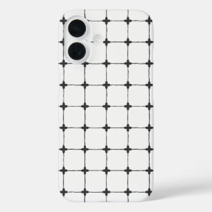 Sleek Neutral Grid Minimalist Black & White iPhone 16 Case