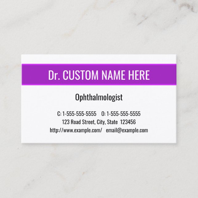 Sleek Ophthalmologist Profile Card (Front)