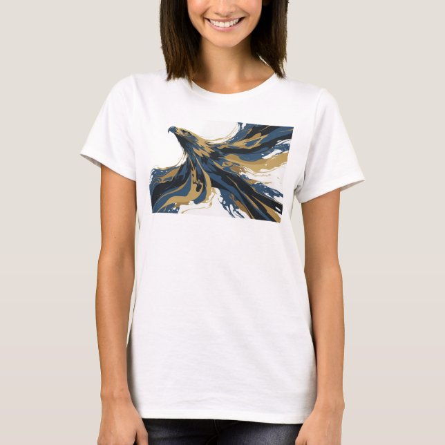 Sleek Orange Abstract Eagle Creative Print T-Shirt (Front)