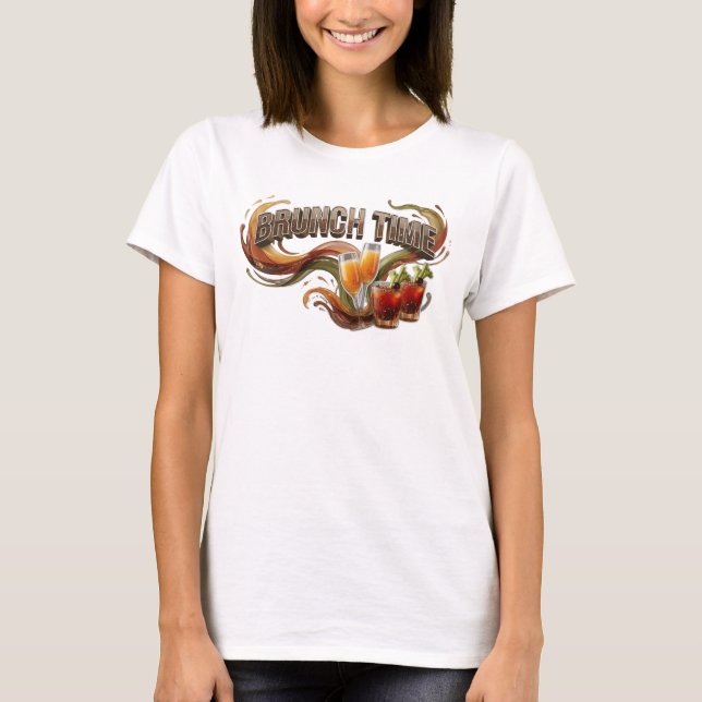 Sleek Orange BRUNCH TIME 3D Text Art T-Shirt (Front)