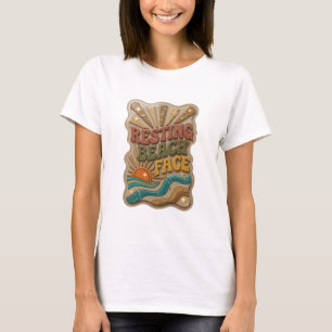 Sleek Orange RESTING BEACH FACE 3D Text Art v2 T-Shirt