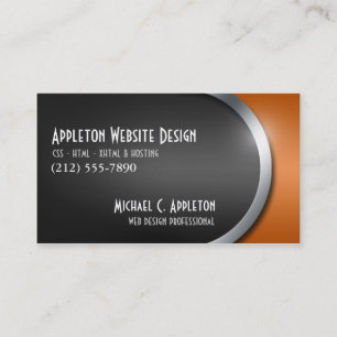 Sleek Orange with Social Networking Buttons Business Card