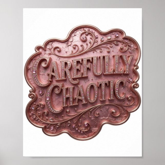 Sleek Pink CAREFULLY CHAOTIC Poster (Front)