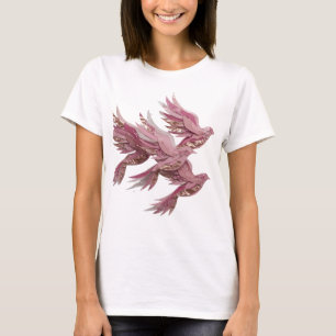 Sleek Pink PINK DOVES 3D Text Art T-Shirt