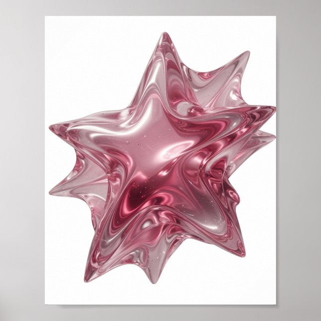 Sleek Pink STAR SHAPES Design Poster (Front)
