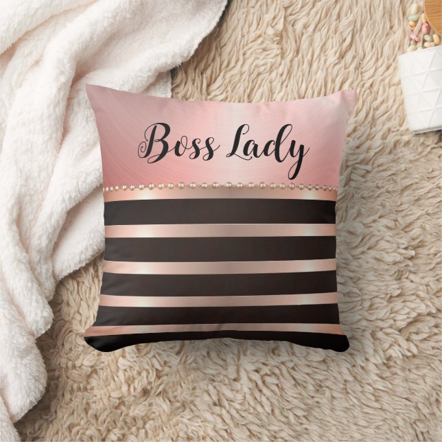 Sleek Pink Striped Boss Lady  Cushion (Blanket)