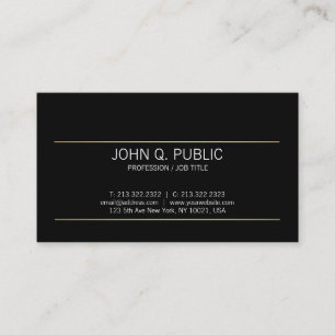 Sleek Plain Gold Stripes Modern Black Stylish Business Card