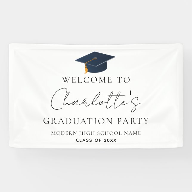 Sleek Professional Grad Hat Celebration Banner (Horizontal)