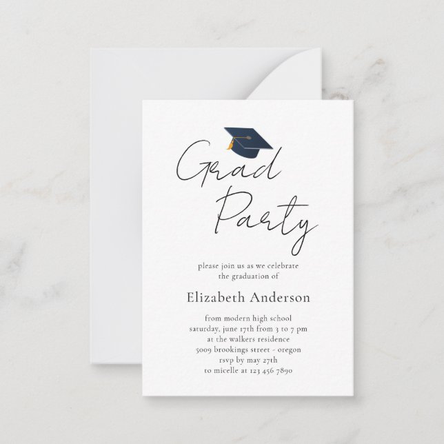 Sleek Professional Grad Hat Party Invitation  (Front)