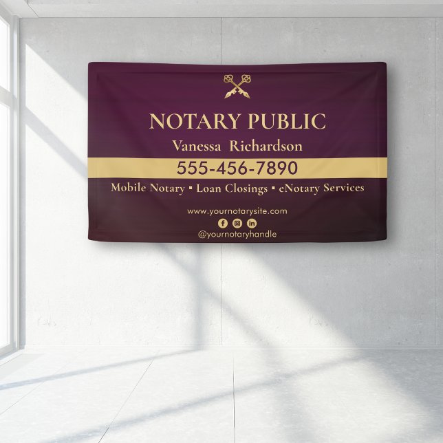 Sleek Purple Gold Notary Business Marketing Event Banner (Creator Uploaded)