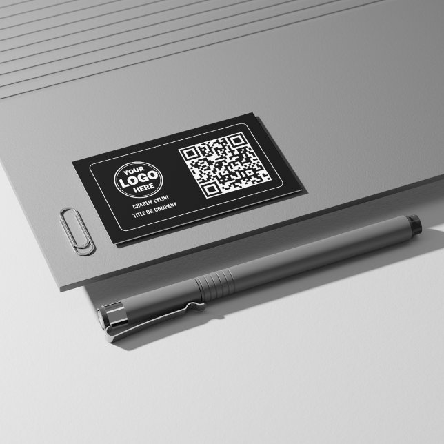 Sleek QR Code Business Logo: Black Modern  Business Card (Sleek QR Code Business Logo: Black Modern Professional Business Card)
