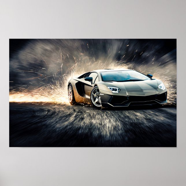Sleek Racing Sports Car Drifting #5 Poster (Front)