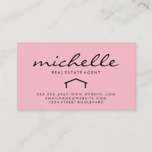 Sleek Real Estate Agent (pink) Business Card