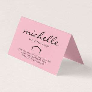 Sleek Real Estate Agent (pink) Business Card