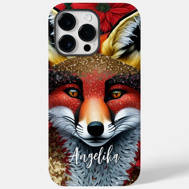 Sleek Red and Gold Fox Minimalist Case-Mate iPhone Case (Back)