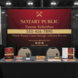 Sleek Red & Gold Notary Business Marketing Event Banner
