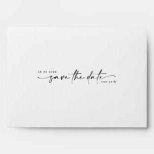 Sleek Romance Black on White Save The Date Envelope