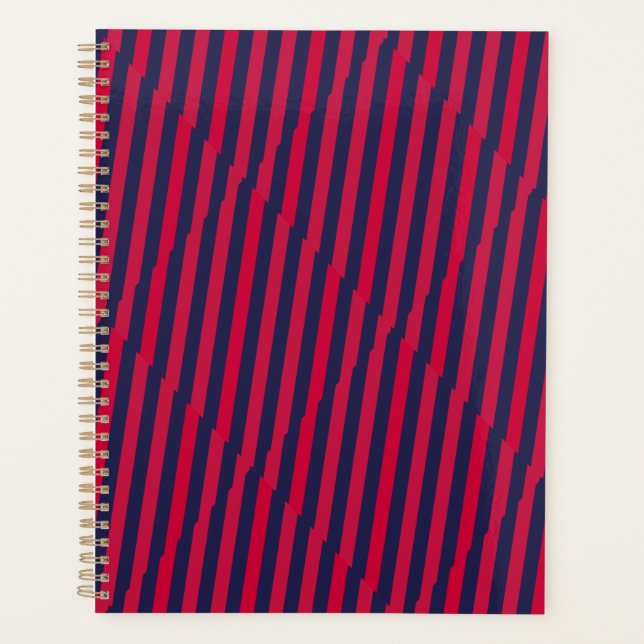 Sleek Royal Stripe Productivity Planner (Front)