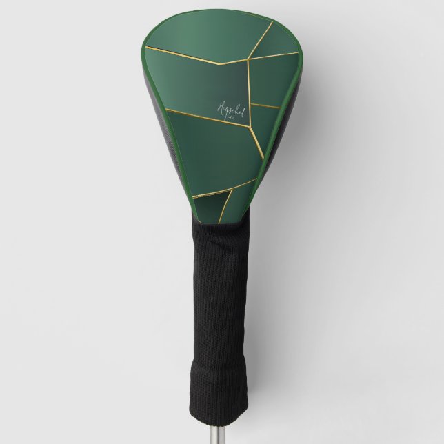Sleek Sage Green Asymmetrical Geometric Golf Head Cover (Front)
