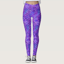Sleek Shiny Purple Mermaid Scales Leggings