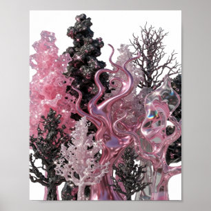 Sleek Silver ABSTRACT ART Abstract Design Poster