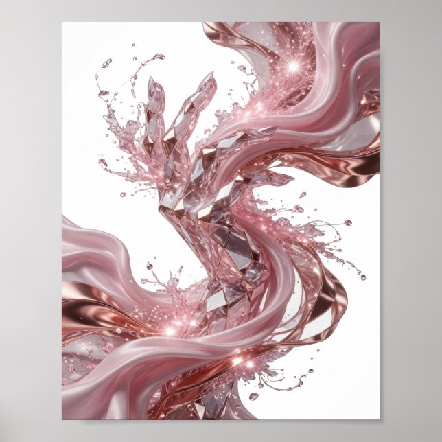 Sleek Silver ABSTRACT ART Graphic Design Poster (Front)